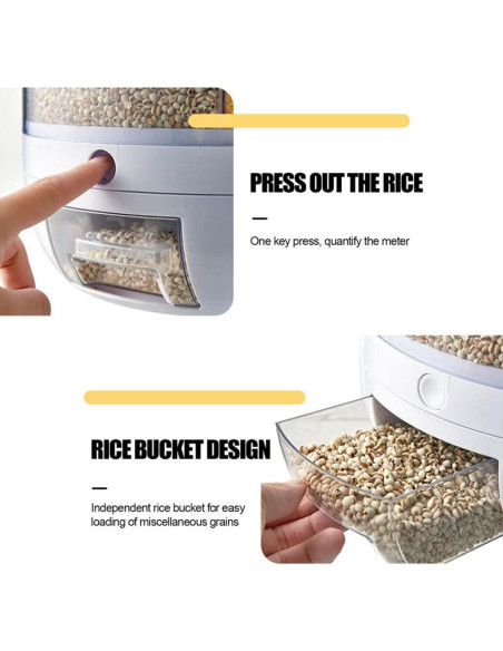 Dispensador de Granos Rotativo NEWCES 10kg Blanco