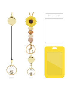 Lanyard Retráctil Obookey Girasol con Porta Credencial