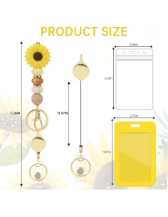 Lanyard Retráctil Obookey Girasol con Porta Credencial 2