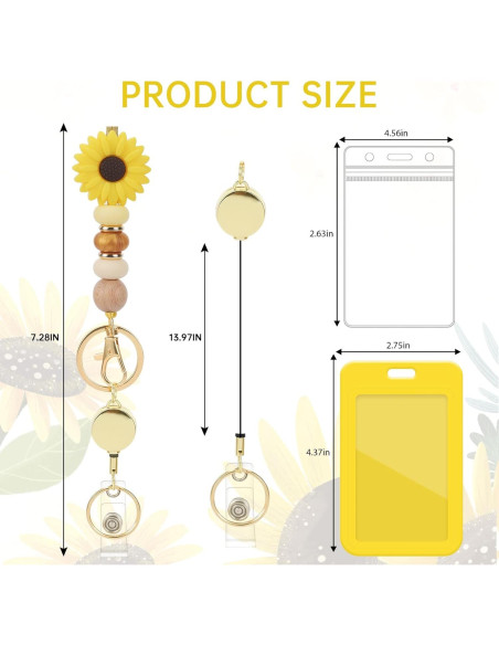 Lanyard Retráctil Obookey Girasol con Porta Credencial