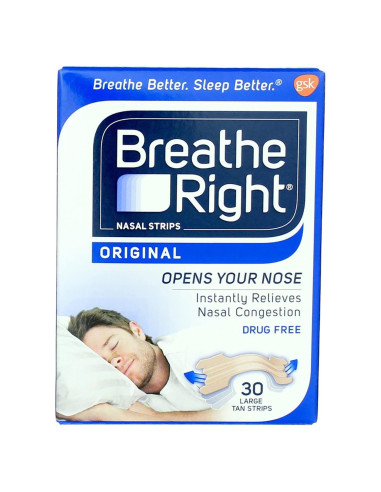 Tiras Nasales Breathe Right Original Beige Grande - 30 Unidades