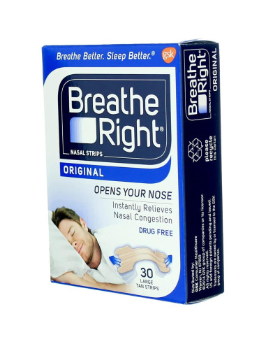 Tiras Nasales Breathe Right Original Beige Grande - 30 Unidades