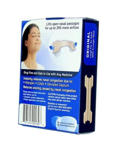 Tiras Nasales Breathe Right Original Beige Grande - 30 Unidades