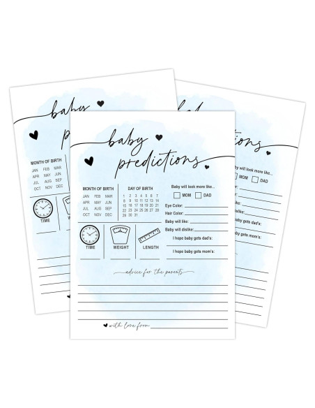 Tarjetas de Predicciones para Bebés Impresiones de Tu Evento - 50 Unidades