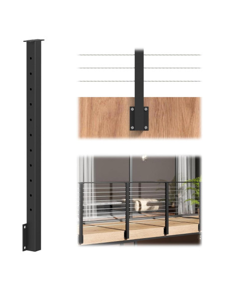 Poste de Montaje Lateral BLIKA 91 cm Acero Inoxidable Negro