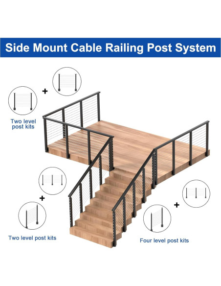 Poste de Montaje Lateral BLIKA 91 cm Acero Inoxidable Negro