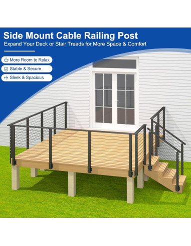 Poste de Montaje Lateral BLIKA 91 cm Acero Inoxidable Negro