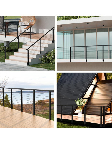 Poste de Montaje Lateral BLIKA 91 cm Acero Inoxidable Negro