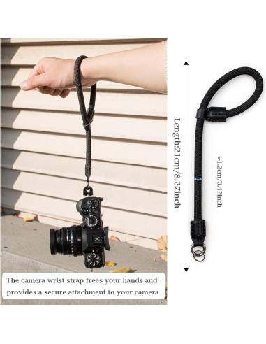 Correa de muñeca para cámara VOVMOEYA - Negro, 21 cm ajustable