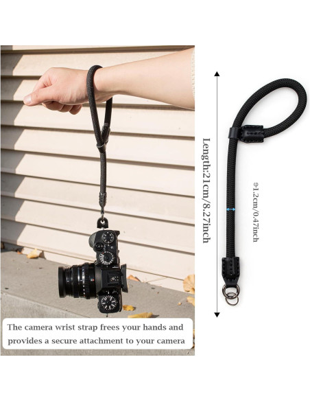 Correa de muñeca para cámara VOVMOEYA - Negro, 21 cm ajustable