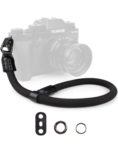 Correa de muñeca para cámara VOVMOEYA - Negro, 21 cm ajustable