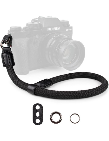 Correa de muñeca para cámara VOVMOEYA - Negro, 21 cm ajustable