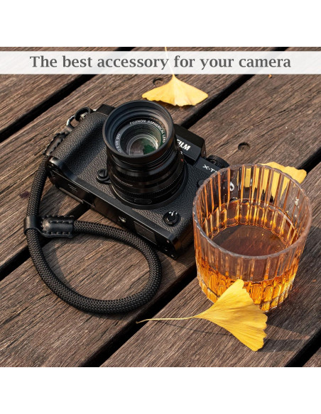 Correa de muñeca para cámara VOVMOEYA - Negro, 21 cm ajustable