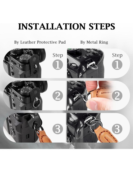 Correa de muñeca para cámara VOVMOEYA - Negro, 21 cm ajustable