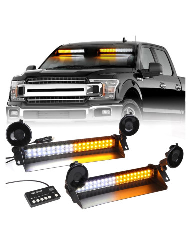 Barra de Luz Estroboscópica LED 80 LEDs 35.56 cm Amber/Blanco