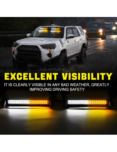 Barra de Luz Estroboscópica LED 80 LEDs 35.56 cm Amber/Blanco