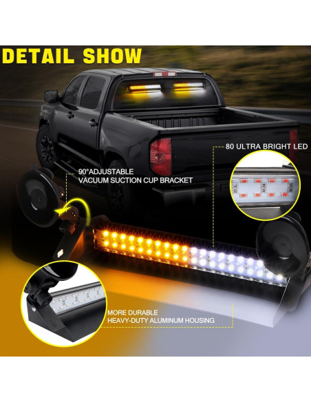 Barra de Luz Estroboscópica LED 80 LEDs 35.56 cm Amber/Blanco