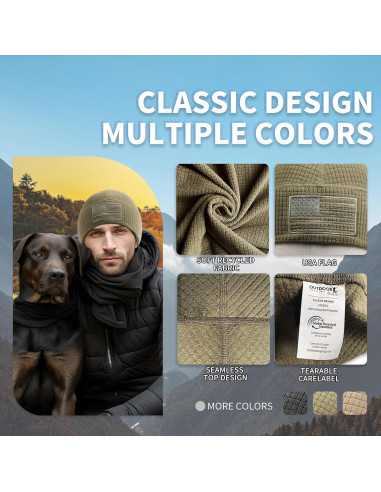 Gorro Táctico de Forro Polar Grid con Bandera Americana - Oliva