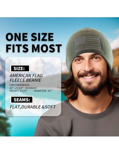 Gorro Táctico de Forro Polar Grid con Bandera Americana - Oliva