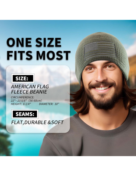 Gorro Táctico de Forro Polar Grid con Bandera Americana - Oliva