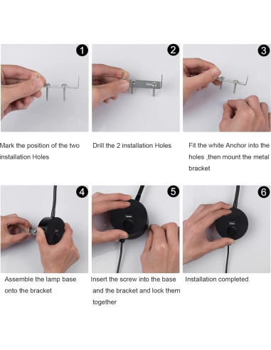 Luz de Lectura LED Rayefo Regulable con Cargador USB Negro