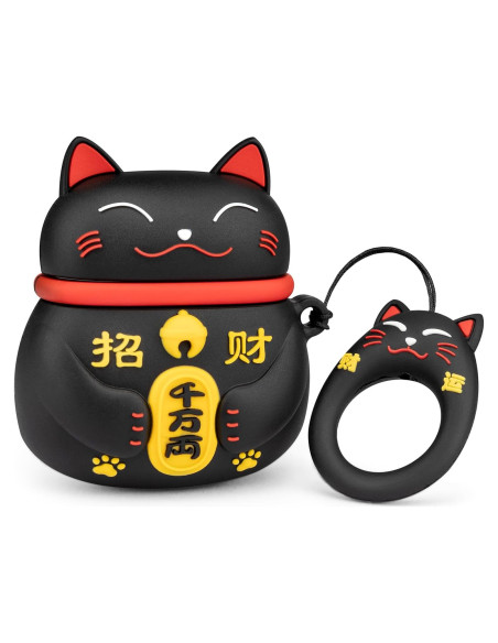 Funda de AirPods YONOCOSTA Gato Negro de la Suerte PVC