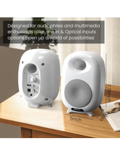 Altavoces de Estantería Bluetooth BESTISAN SR06 4" Blanco 2