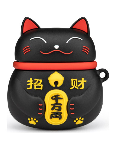 Funda de AirPods YONOCOSTA Gato Negro de la Suerte PVC