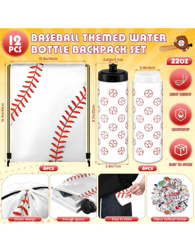 Set 12 Botellas de Agua Funnymoom 591 ml con Mochilas y Stickers