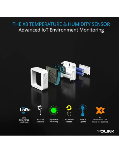 Sensor de Temperatura y Humedad YoLink X3 - Sin Hub, 100g