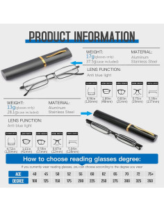 Gafas de Lectura Portátiles TOUK Anti Luz Azul 2 Pares 2