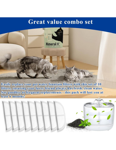 10 Filtros de Reemplazo Vofiiln para Fuente de Agua Mascotas