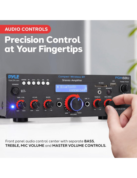 Amplificador Bluetooth Pyle PDA6BU 200W Doble Canal con USB y AUX