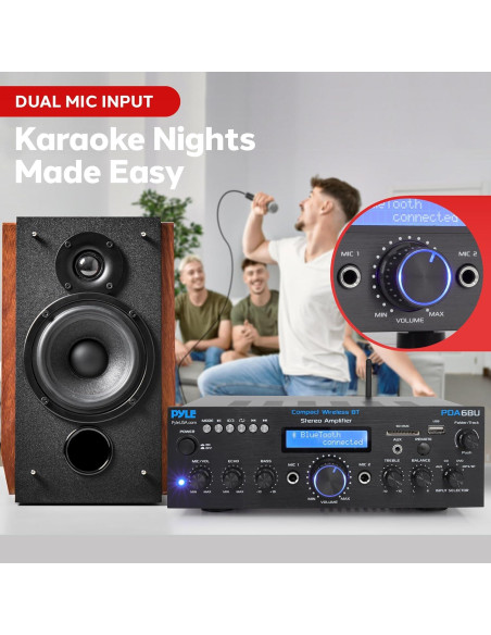 Amplificador Bluetooth Pyle PDA6BU 200W Doble Canal con USB y AUX