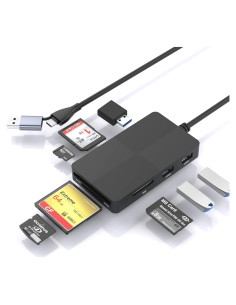 Hub Lector de Tarjetas 8 en 1 Rocketek USB C y USB 3.0