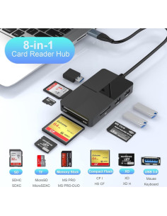 Hub Lector de Tarjetas 8 en 1 Rocketek USB C y USB 3.0 2