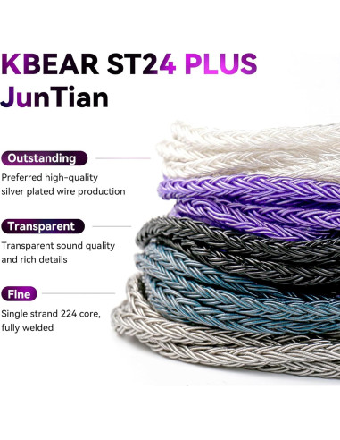 Cable IEM KBEAR ST24 Plus 2m 16 Núcleos Cobre Plateado 2PIN-3.5mm