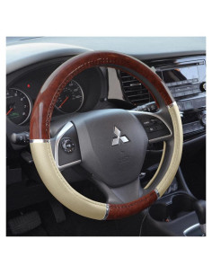 Cubierta de Volante BDK 15" Beige Madera Oscura Ecológica