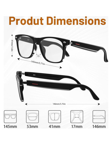 Gafas Inteligentes Bluetooth QJF-E13 C Anti Luz Azul Unisex