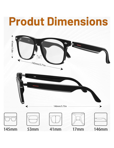 Gafas Inteligentes Bluetooth QJF-E13 C Anti Luz Azul Unisex