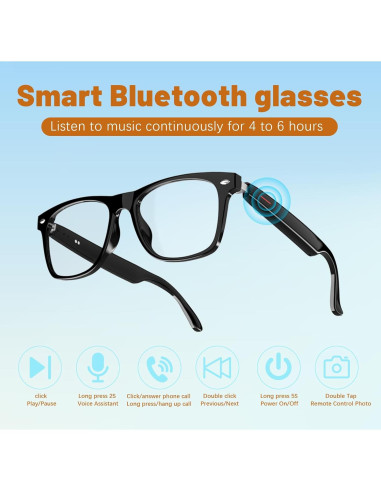 Gafas Inteligentes Bluetooth QJF-E13 C Anti Luz Azul Unisex