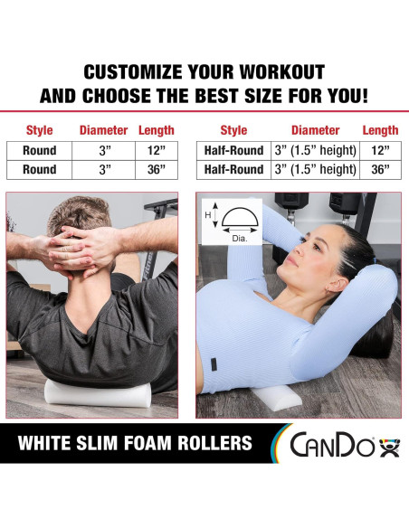Rodillo de Espuma CanDo Slim 3" x 91.44 cm para Ejercicio