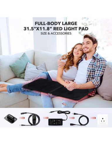 Almohadilla de Luz Roja GMOWNW 80x30cm Alivio Dolor