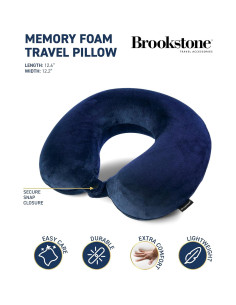 Almohada de Viaje Brookstone Espuma Viscoelástica Azul 2