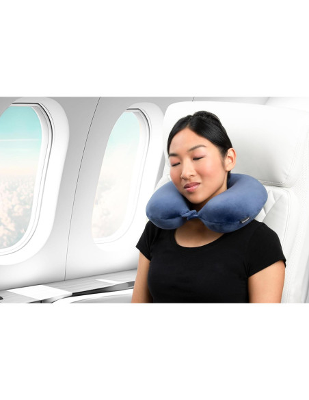 Almohada de Viaje Brookstone Espuma Viscoelástica Azul