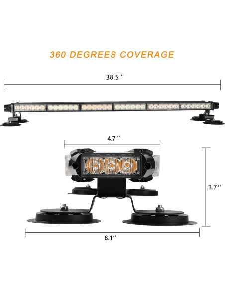 Barra de Luz Estroboscópica LED ASPL 38.5" 78W Ámbar/Blanco