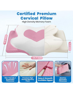 Almohada Cervical Ergonómica TranquilMoments Rosa Tamaño Reina 2