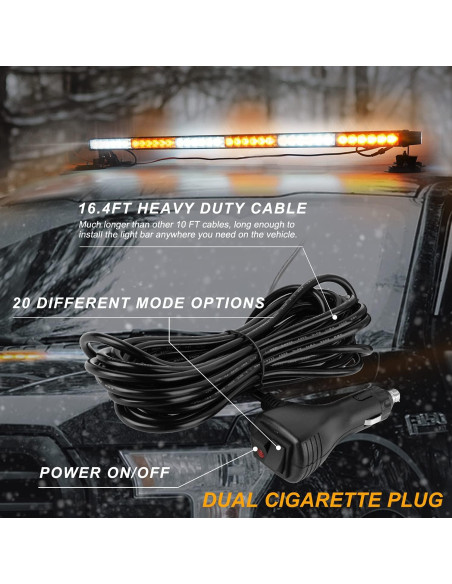 Barra de Luz Estroboscópica LED ASPL 38.5" 78W Ámbar/Blanco