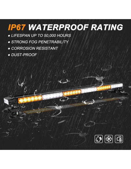 Barra de Luz Estroboscópica LED ASPL 38.5" 78W Ámbar/Blanco