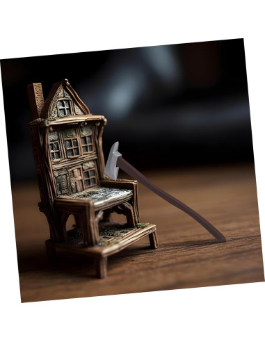 Hacha Miniatura de Metal TOYANDONA con Taburete de Madera